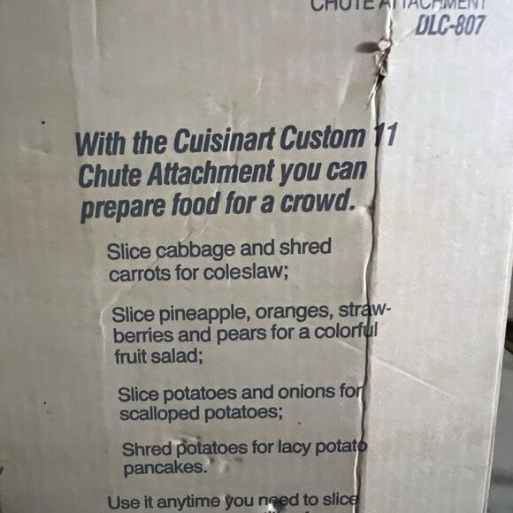 Cuisinart Little Pro Work Bowl W/ Chute Attachment Part DLC-807 Replacement NOS - Picture 7 of 8